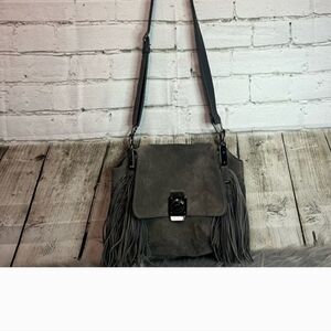 CELINE Grey Suede Dimitri Crossbody Bag